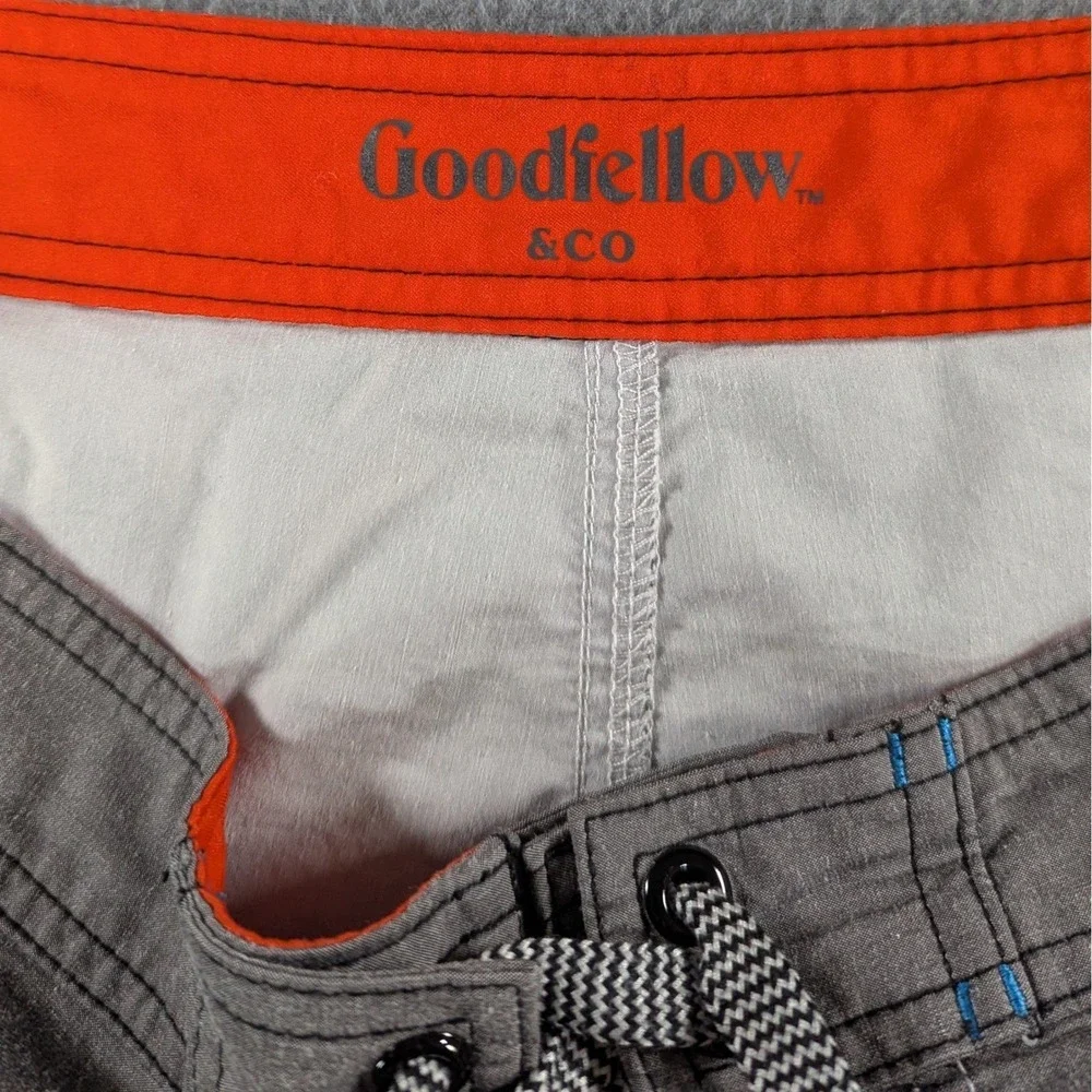 Goodfellow Mens Striped Board Shorts 34 Blue‎ Gray White